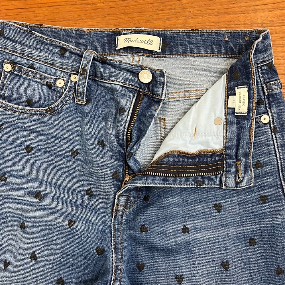 Classic straight Jeans adorable heart pattern